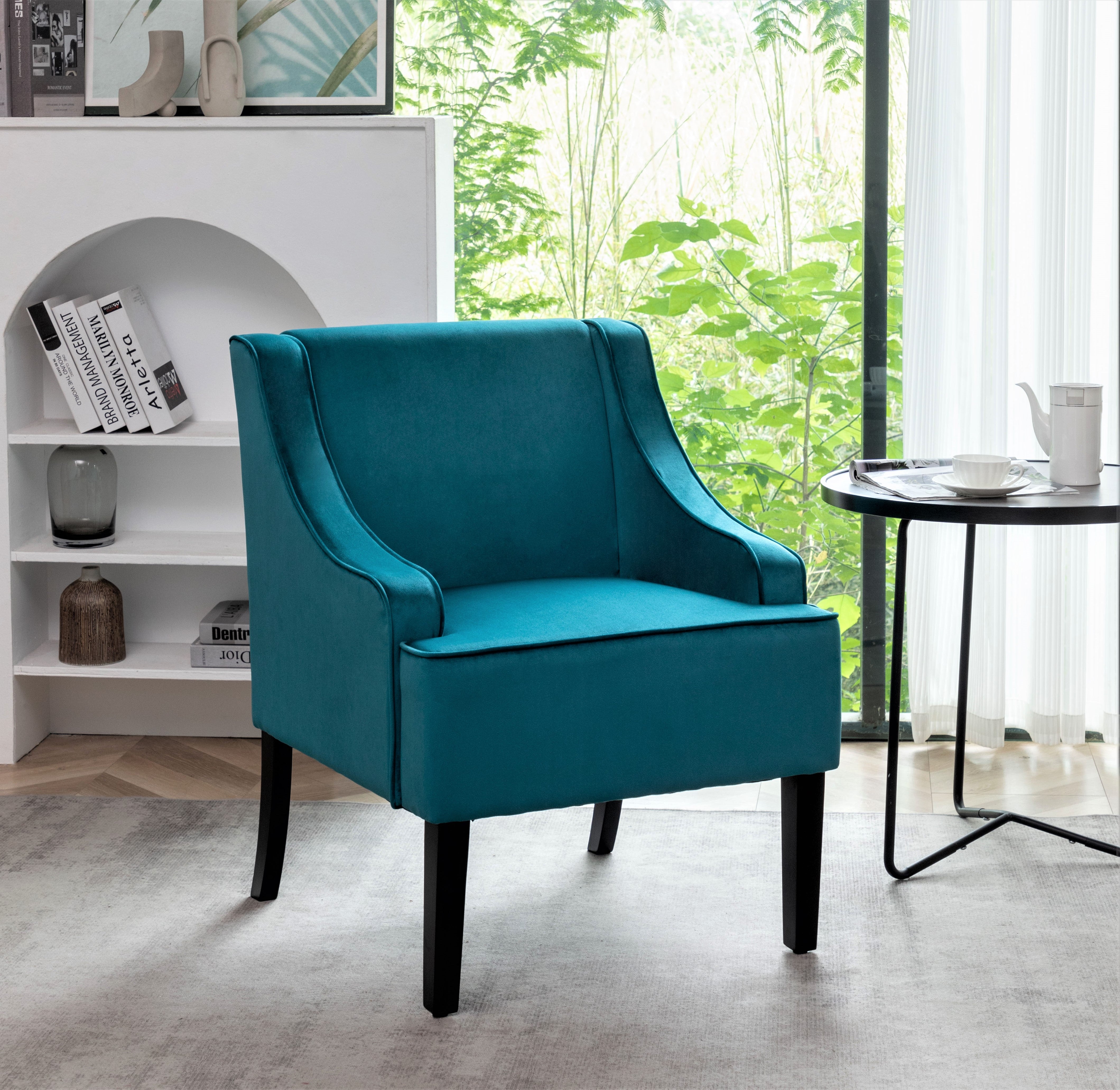 Versatile Velvet Side Chair with Recessed Arms