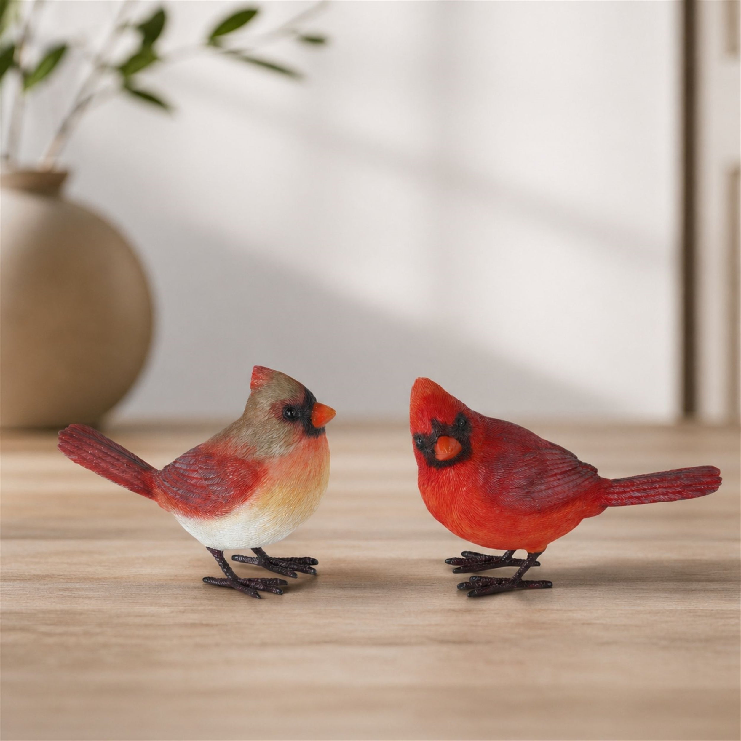 Cardinal Bird Figurine, Set of 4