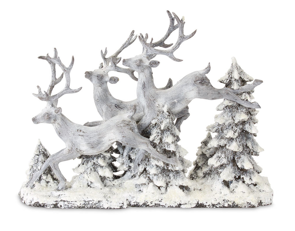 Snowy Deer and Trees Tabletop Display 16"
