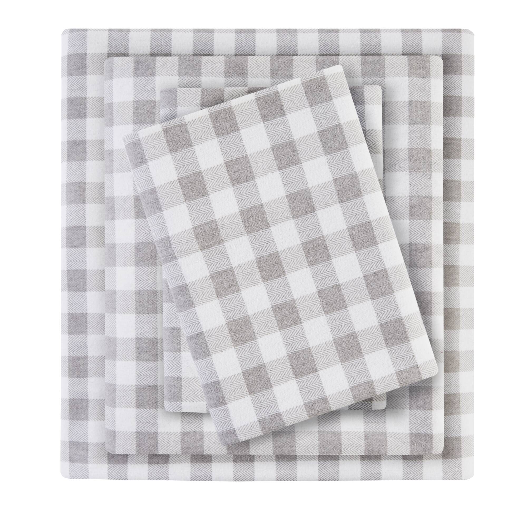 Gray Herringbone Check Printed Sheet Set