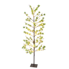 6 ft Pre-lit Artificial Christmas Twig Tree with White LED Twinkle Lights & Metal Stand