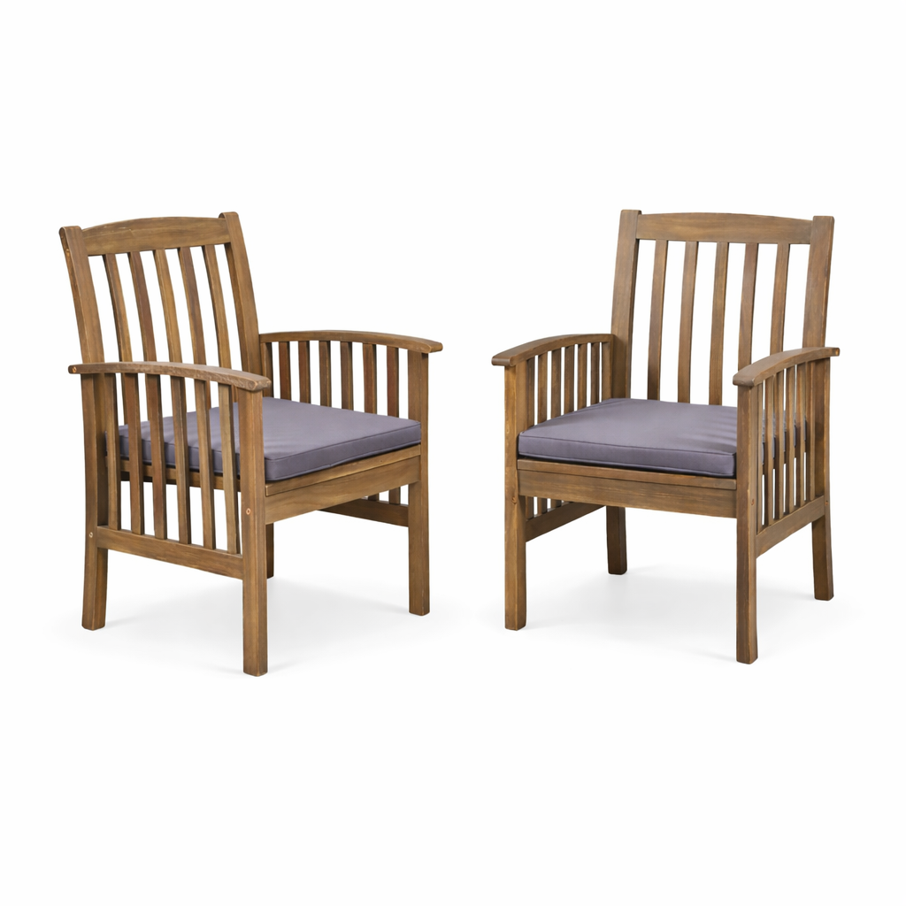 7 Pieces Acacia Wood Outdoor Dining Set s,Modern 6 Chairs  1 Large Table,Dining Furniture Set for Lawn, Backyard, Garden Deck,Poolside,Dark Grey