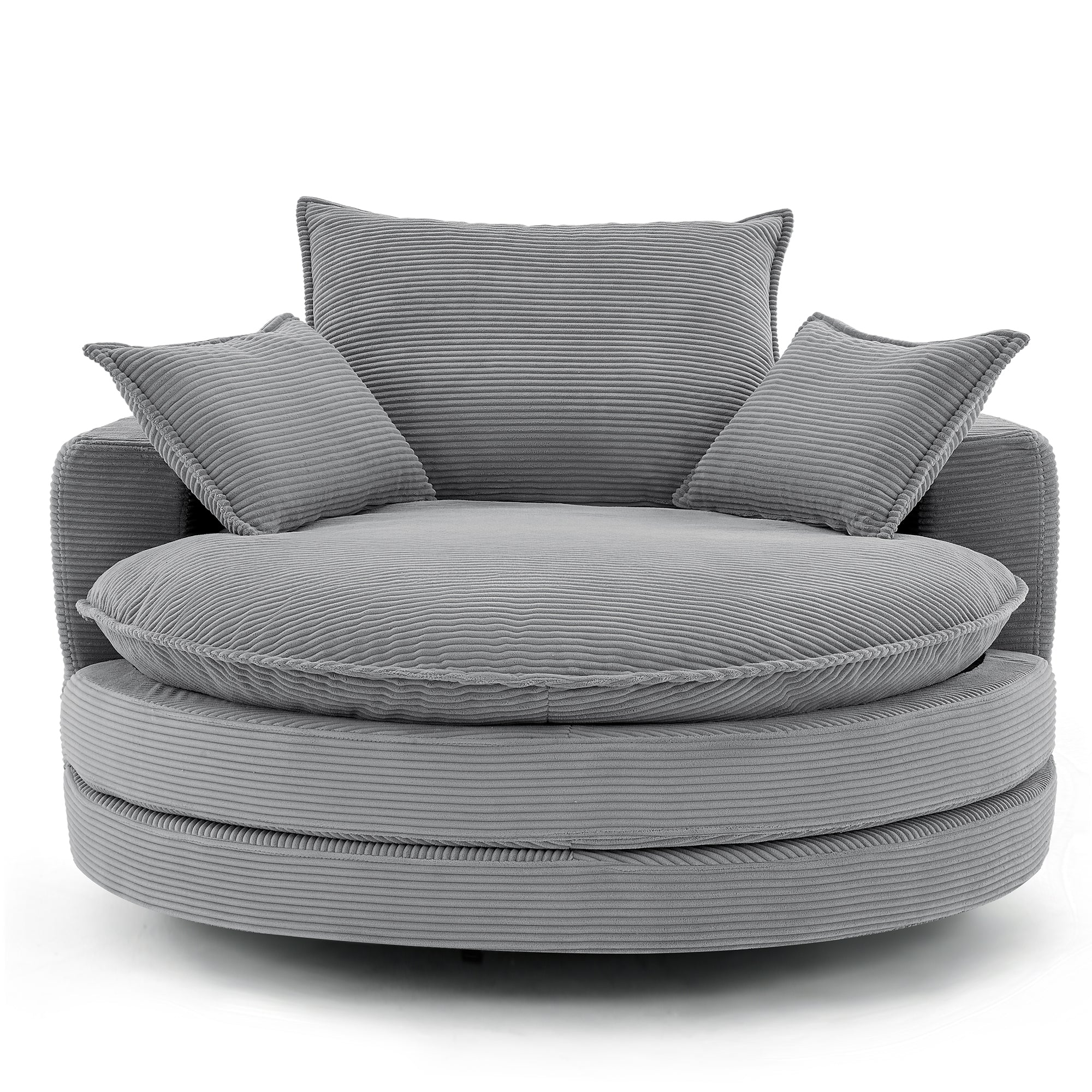 Corduroy 360° Swivel Accent Barrel Chair with 3 Removable Pillows