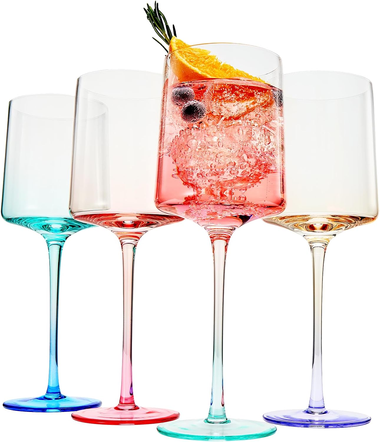 Alba Stemmed Square Wine Glasses, Set of 4