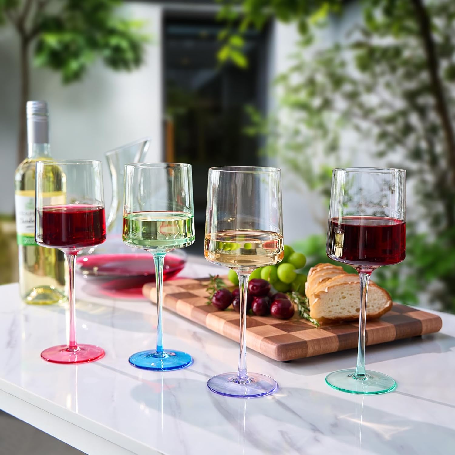 Alba Stemmed Square Wine Glasses, Set of 4