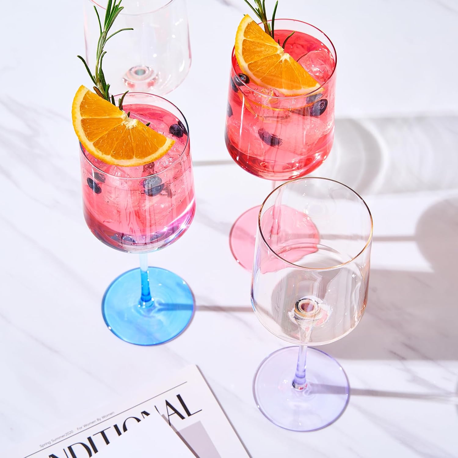 Alba Stemmed Square Wine Glasses, Set of 4