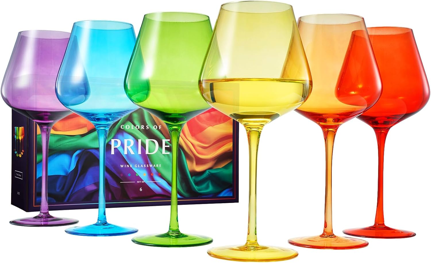 Stagioni Stemmed Wine Glasses Pride, Set of 6