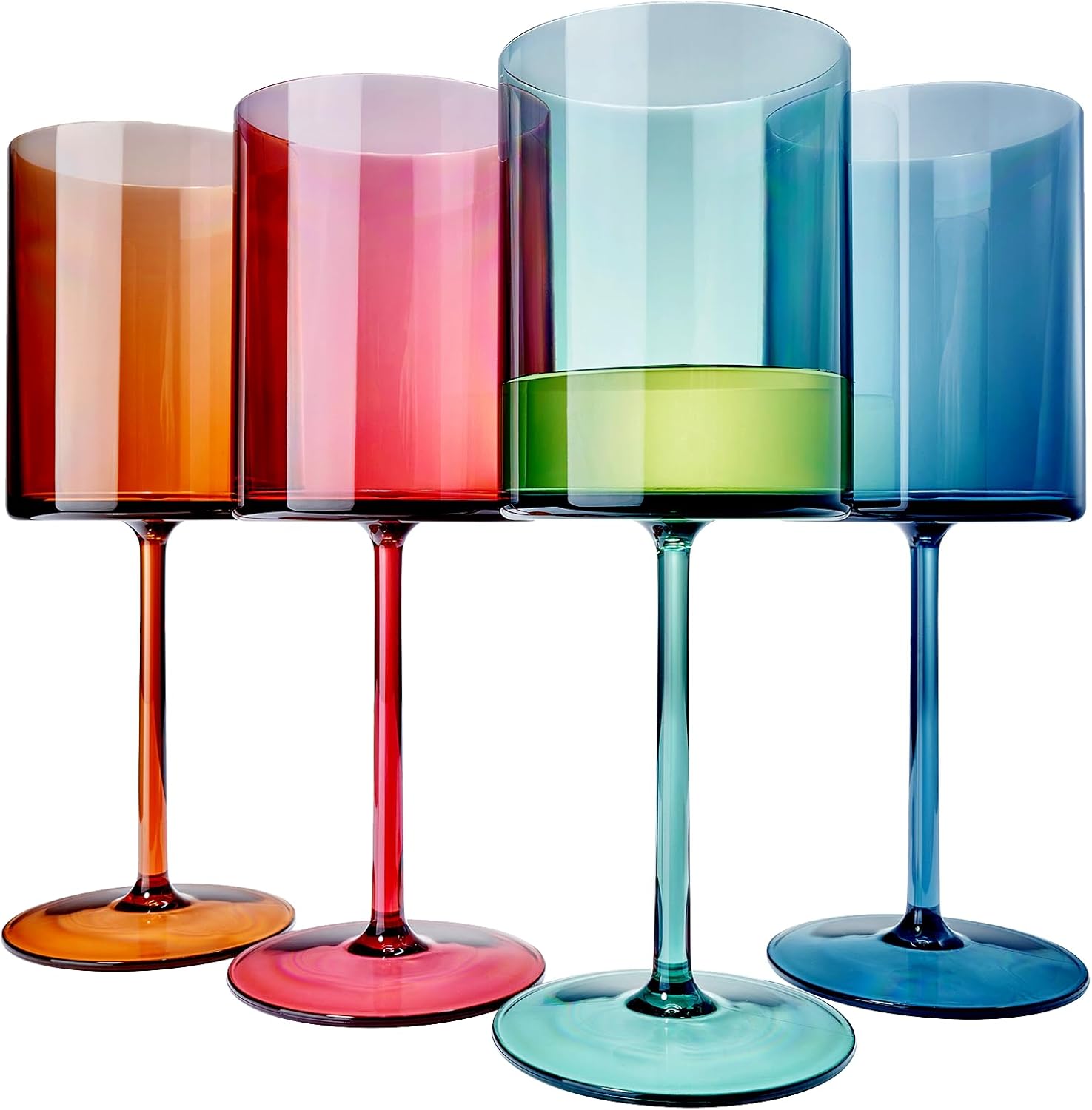 Eze Acrylic Stemmed Wine Glasses Multicolor, Set of 4