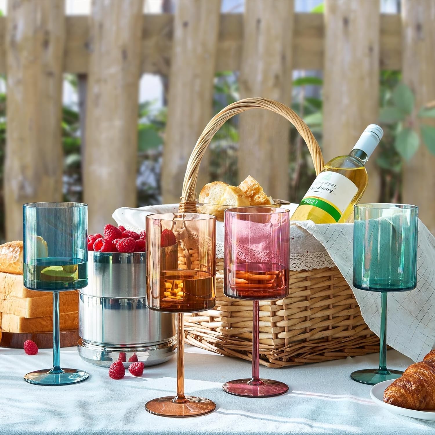 Eze Acrylic Stemmed Wine Glasses Multicolor, Set of 4