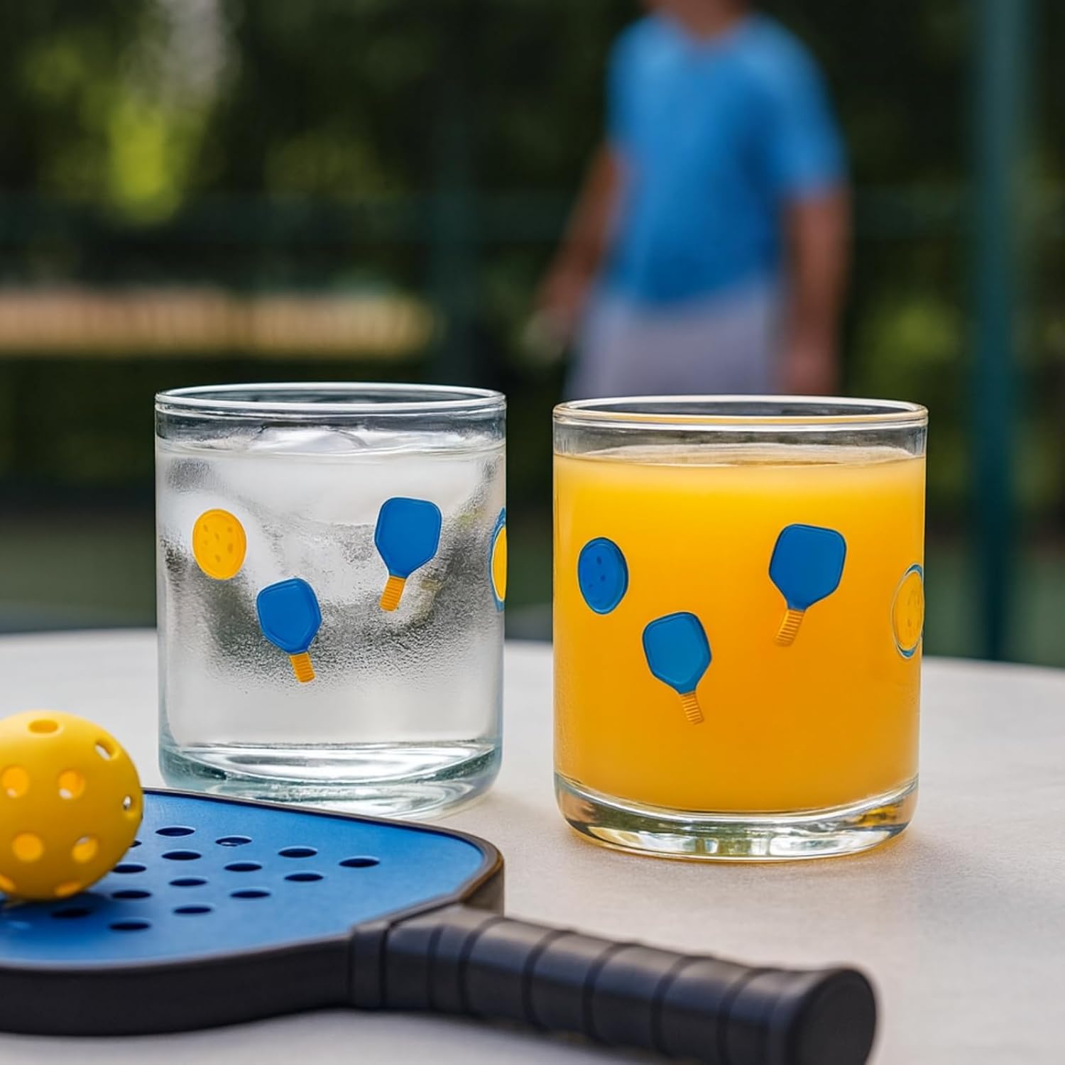 Pickleball Paddle Juice Glasses, Set of 2