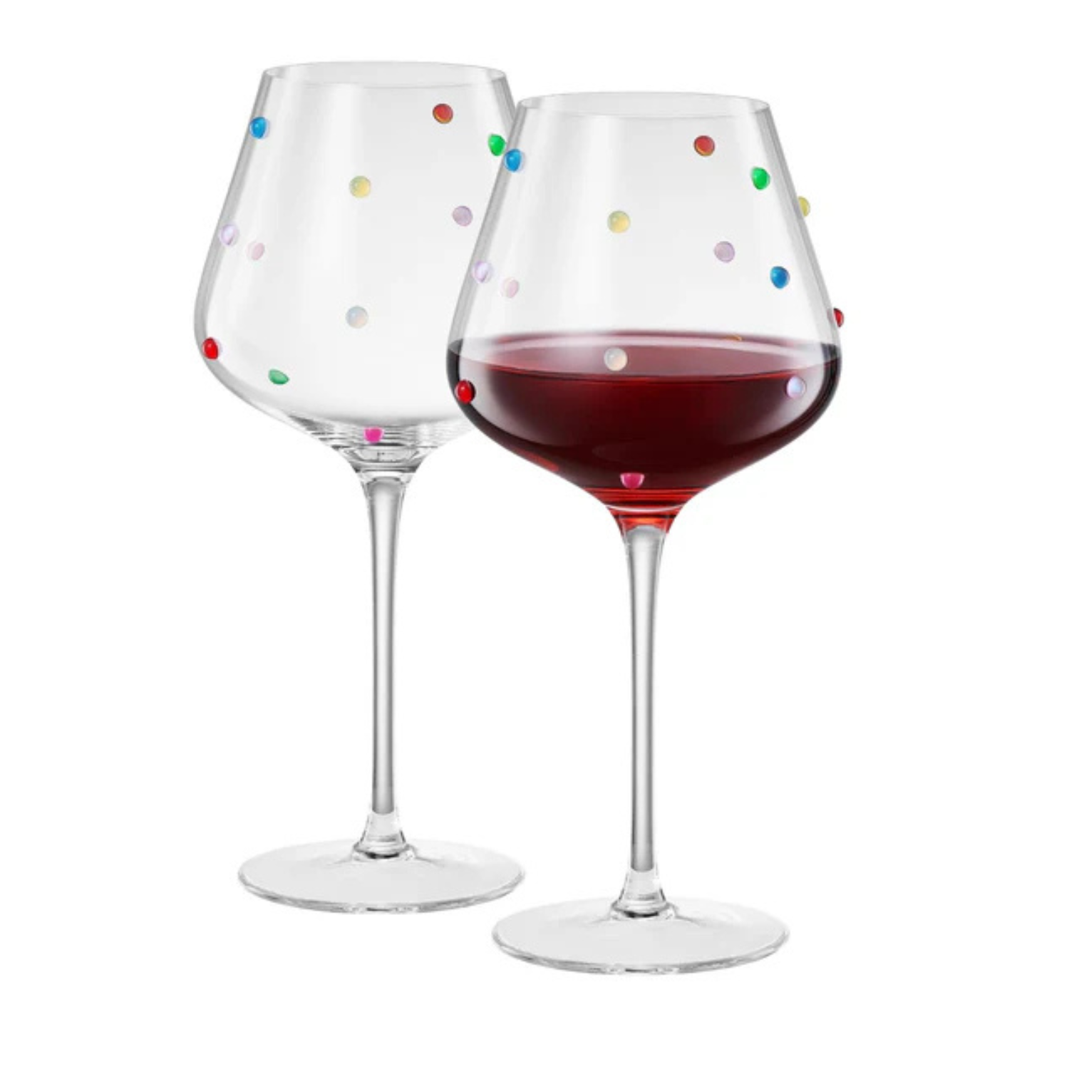 Confetti Polka Dot Stemmed Wine Glasses, Set of 2