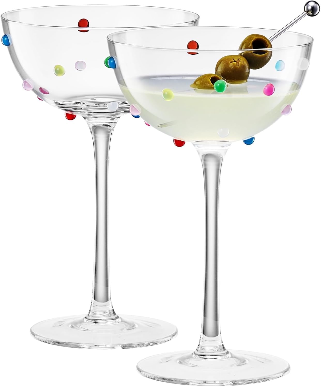 Confetti Polka Dot Coupe Glasses, Set of 2