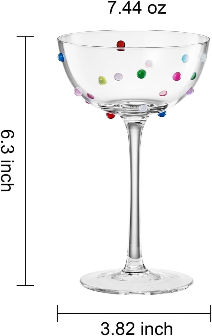 Confetti Polka Dot Coupe Glasses, Set of 2