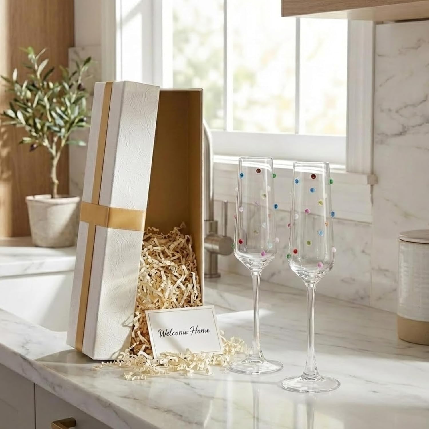 Confetti Polka Dot Champagne Flutes, Set of 2