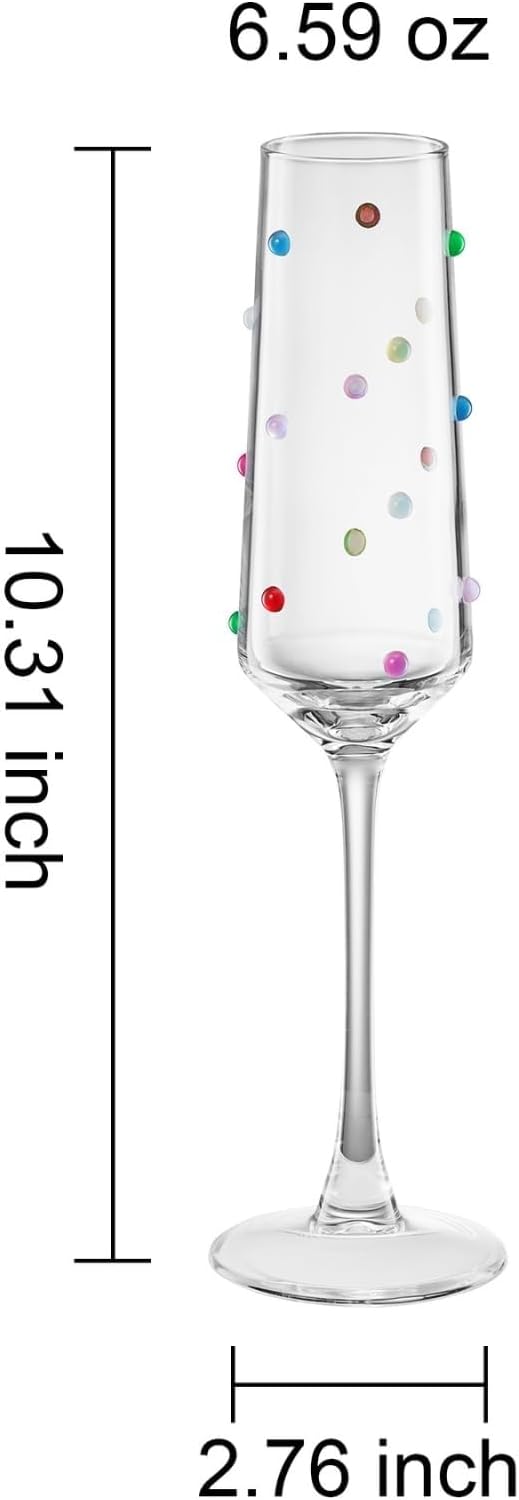 Confetti Polka Dot Champagne Flutes, Set of 2
