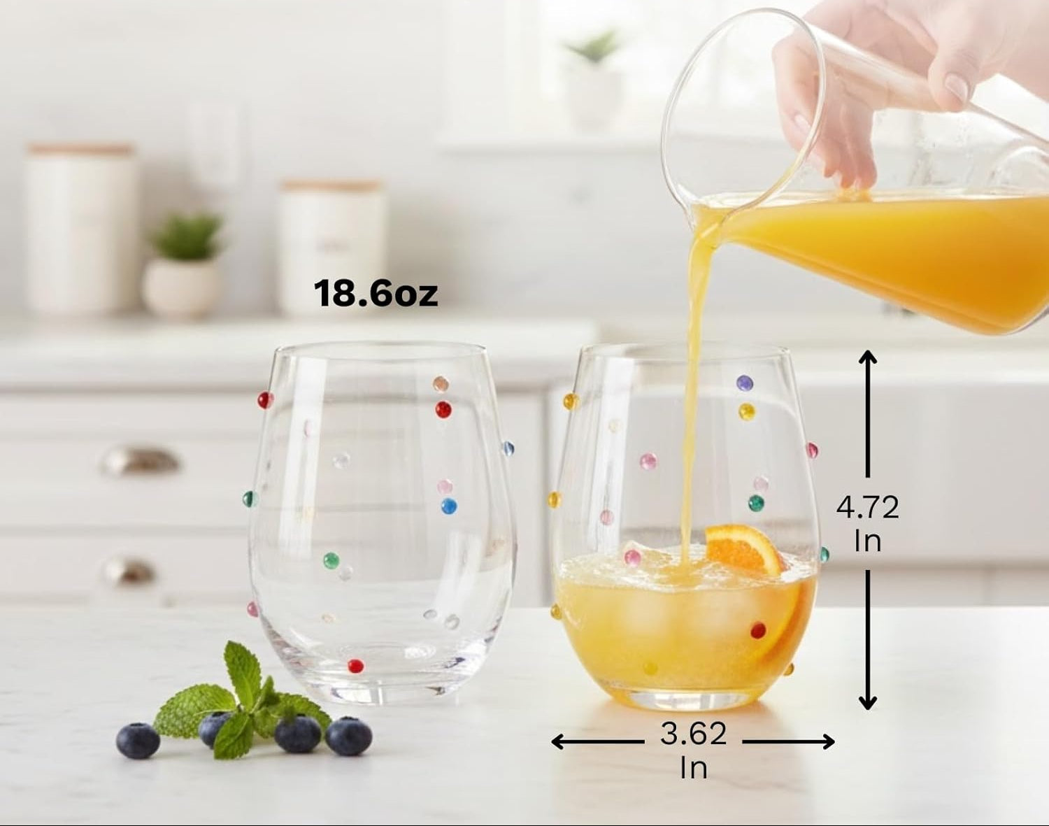 Confetti Polka Dot Stemless Wine Glasses, Set of 2
