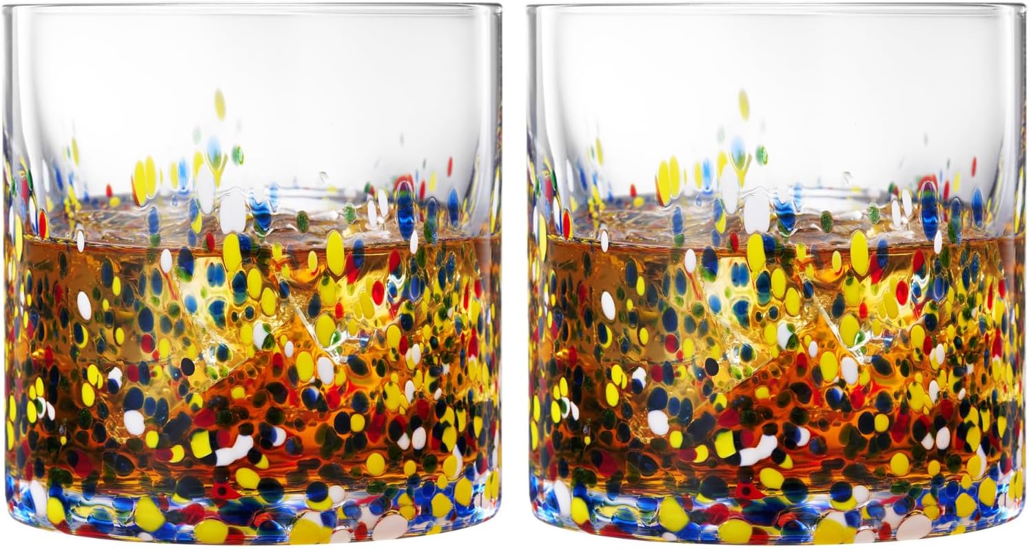 Mexican Confetti Old Fashioned Glasses, Set of 2