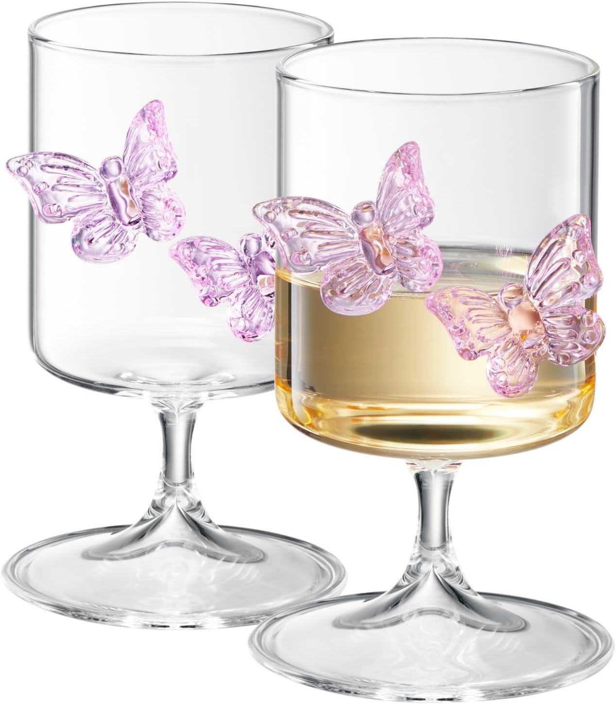 Butterfly Wine Goblet Glasses, Set of 2