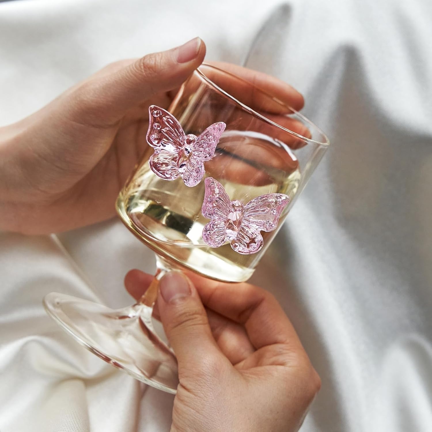 Butterfly Wine Goblet Glasses, Set of 2