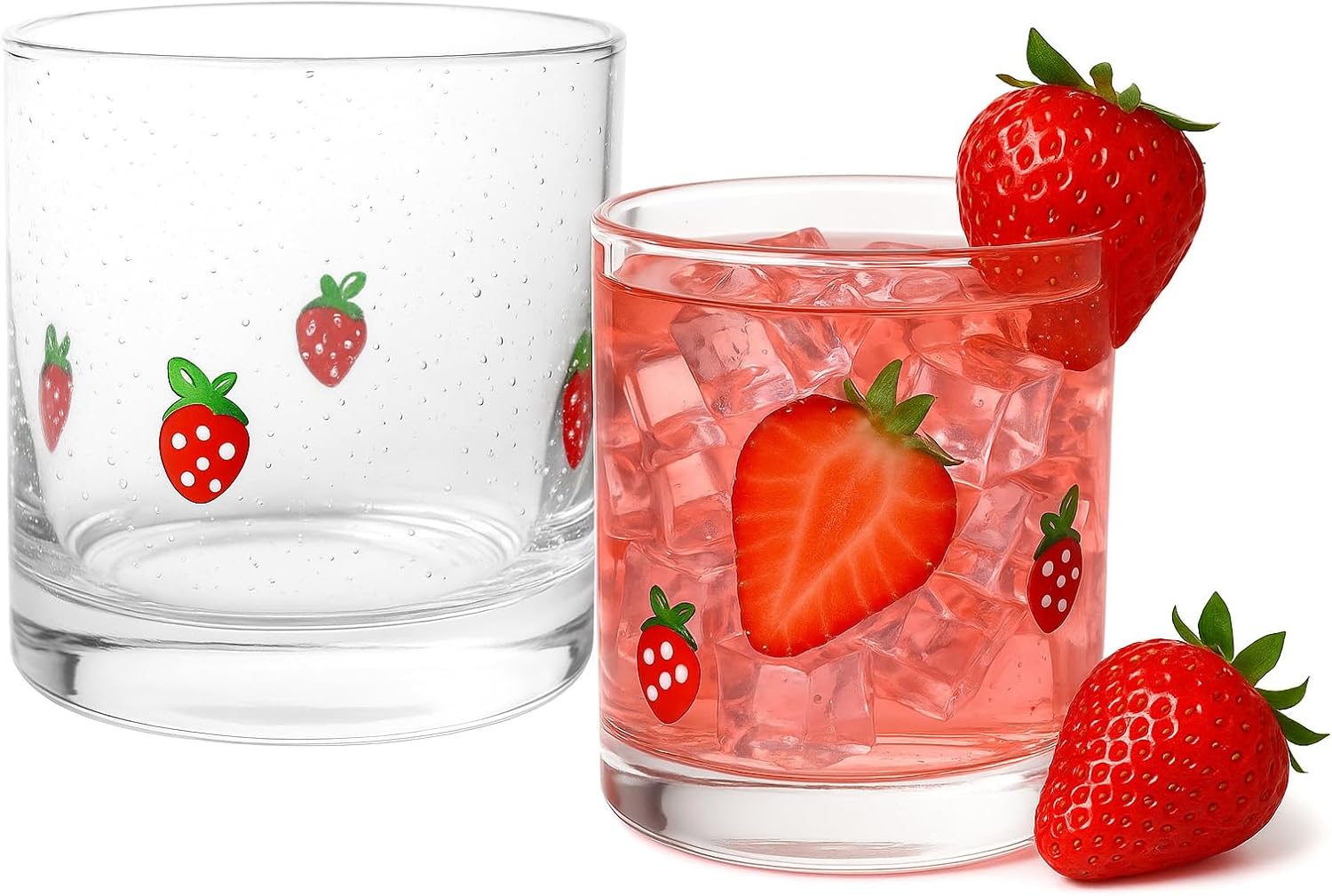 Strawberry Juice Tumbler Glasses, Set of 2
