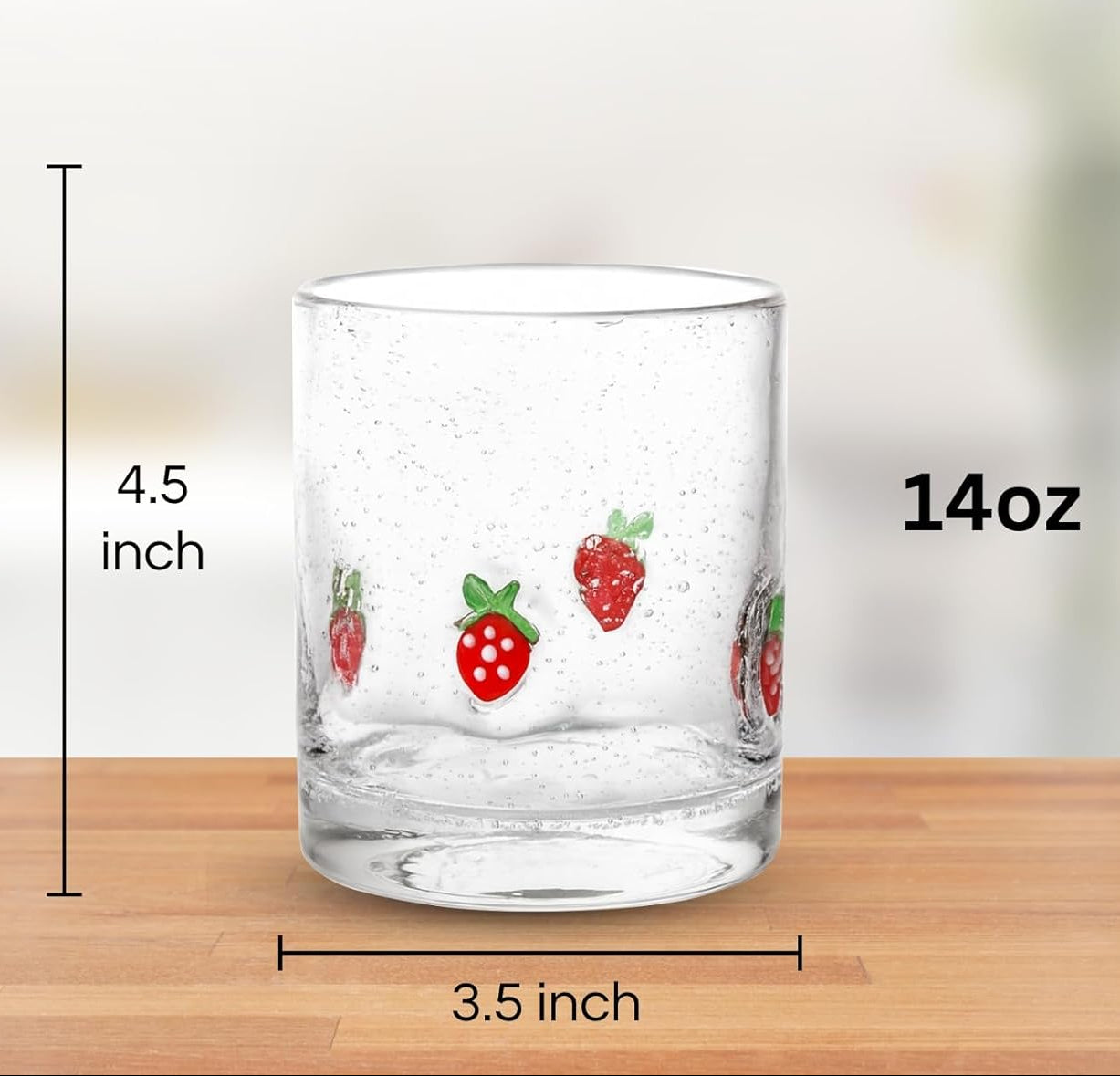 Strawberry Juice Tumbler Glasses, Set of 2