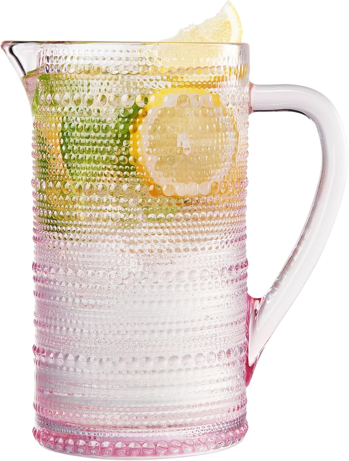 Hobnail Pitcher Vintage Textured Artisan Design Pink