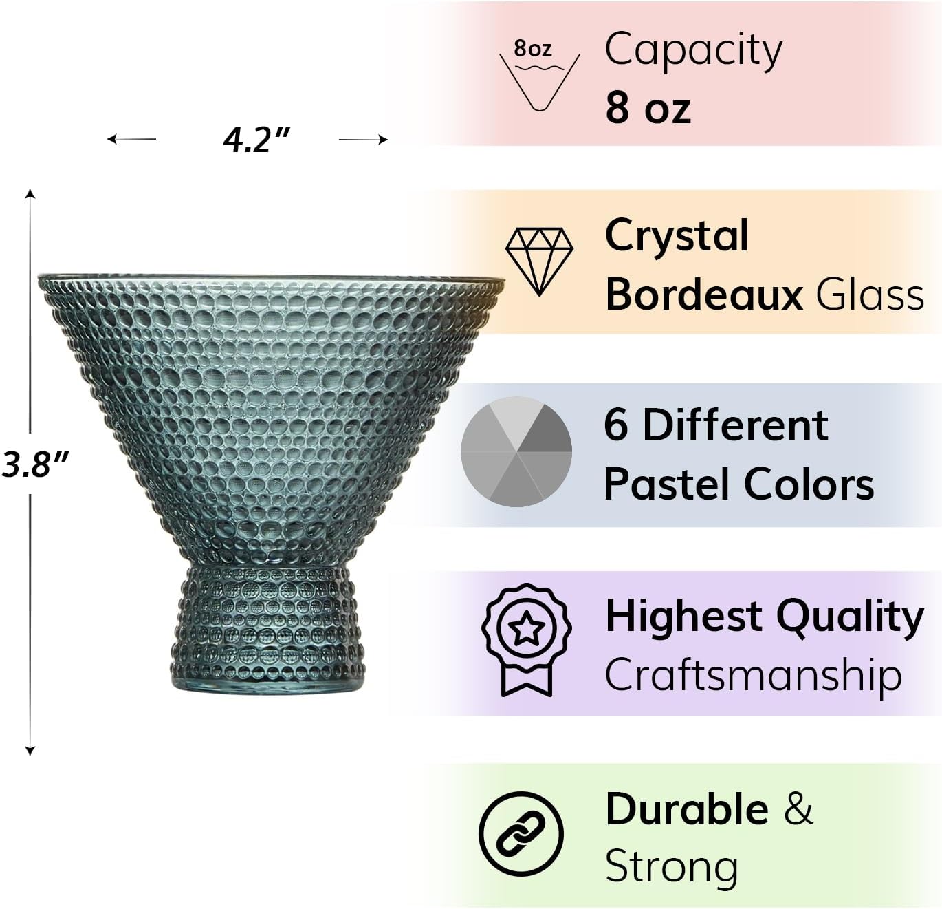 Ribbed Martini Cocktail Glasses Tonal, Set of 4