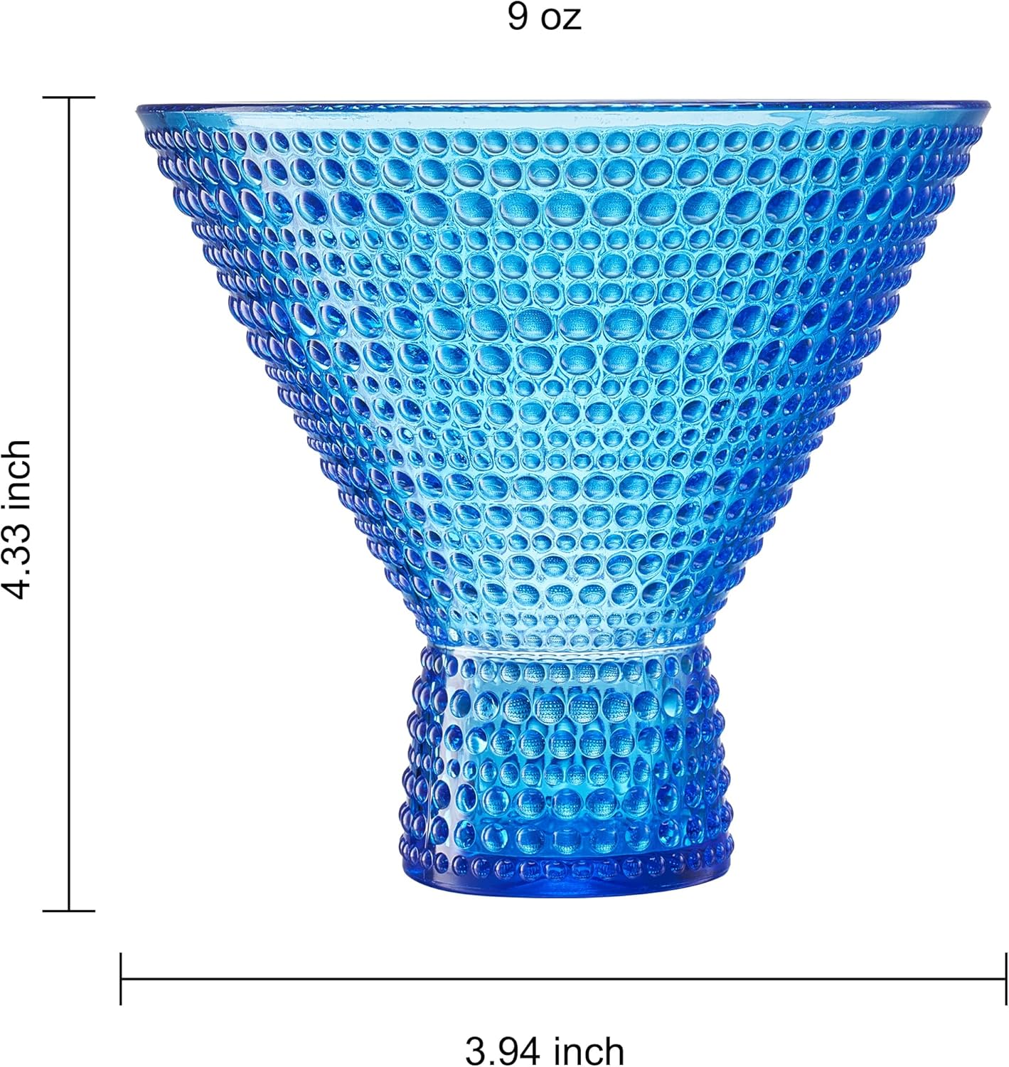 Madrid Acrylic Martini Hobnail Glasses Multicolor, Set of 6
