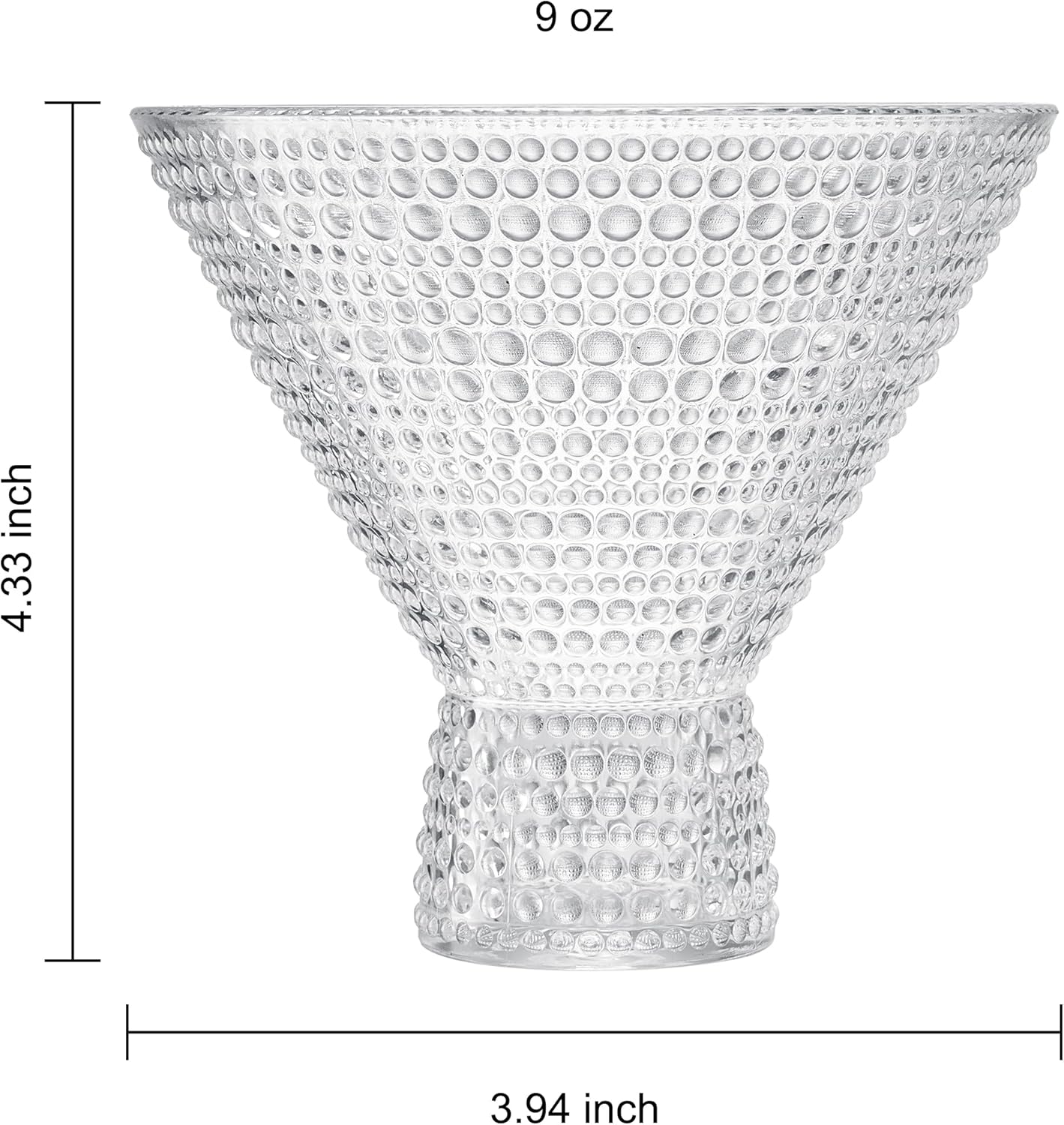 Barcelona Acrylic Martini Hobnail Glasses Clear, Set of 6