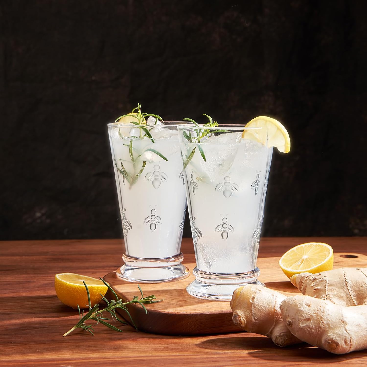 Classic Bee Highball Glasses Clear, Set of 6
