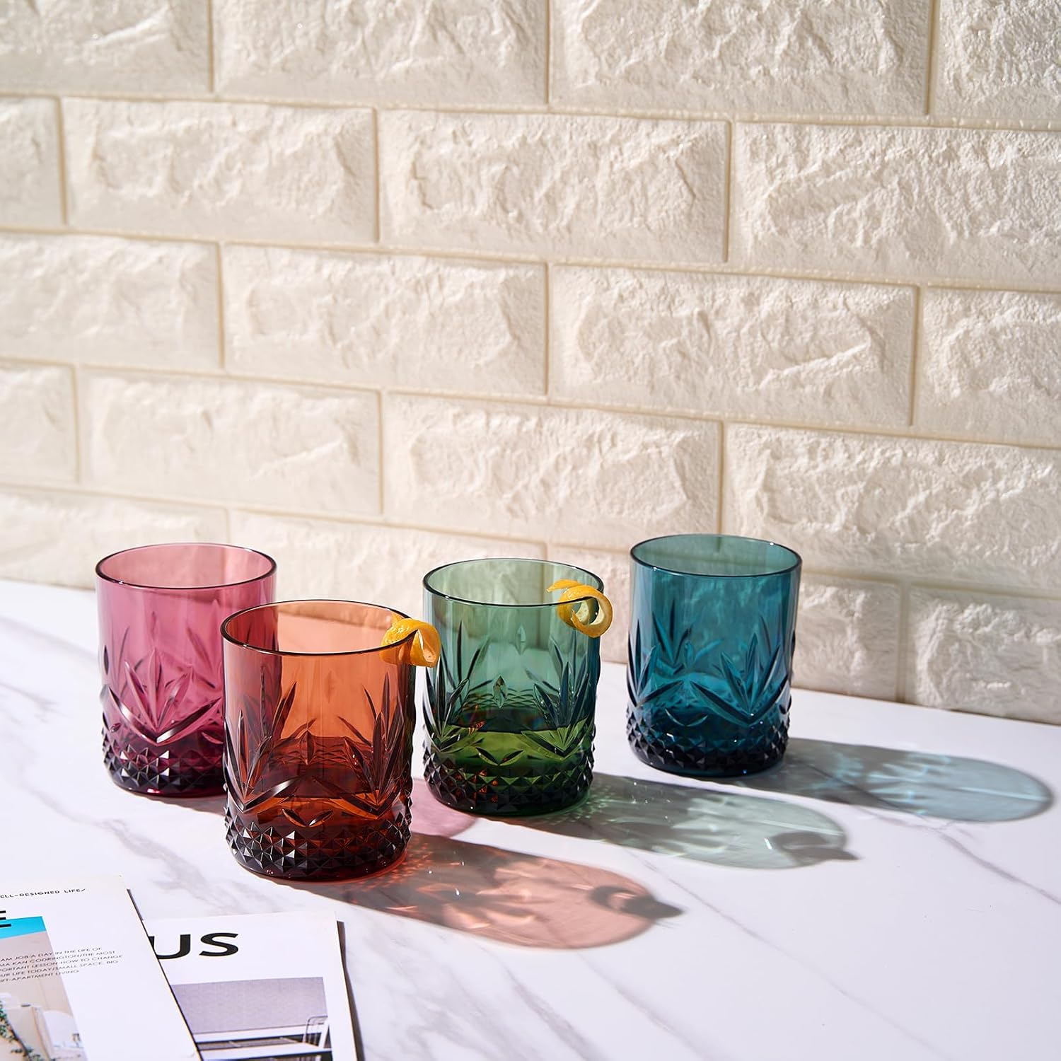 Onix Acrylic Crystal Lowball Glasses Muted, Set of 4