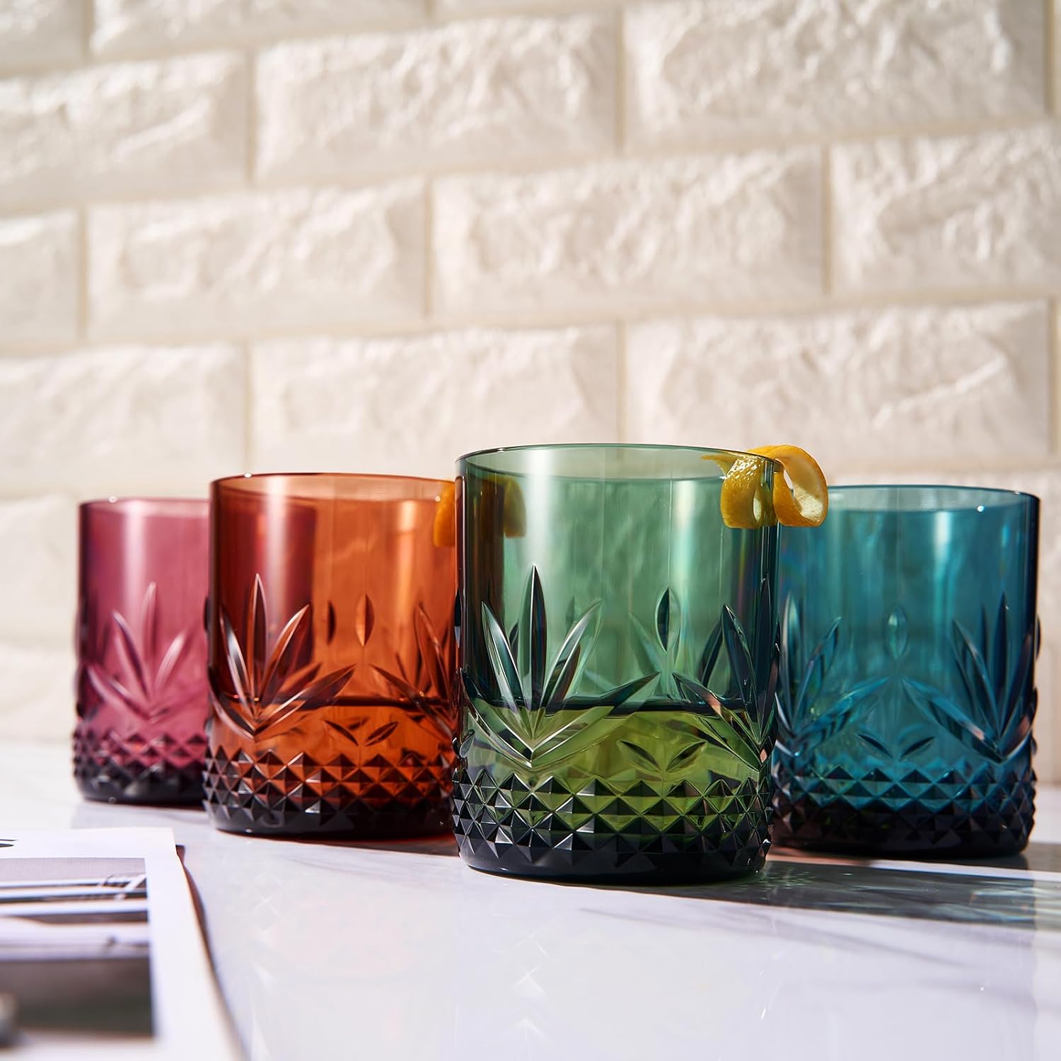 Onix Acrylic Crystal Lowball Glasses Muted, Set of 4