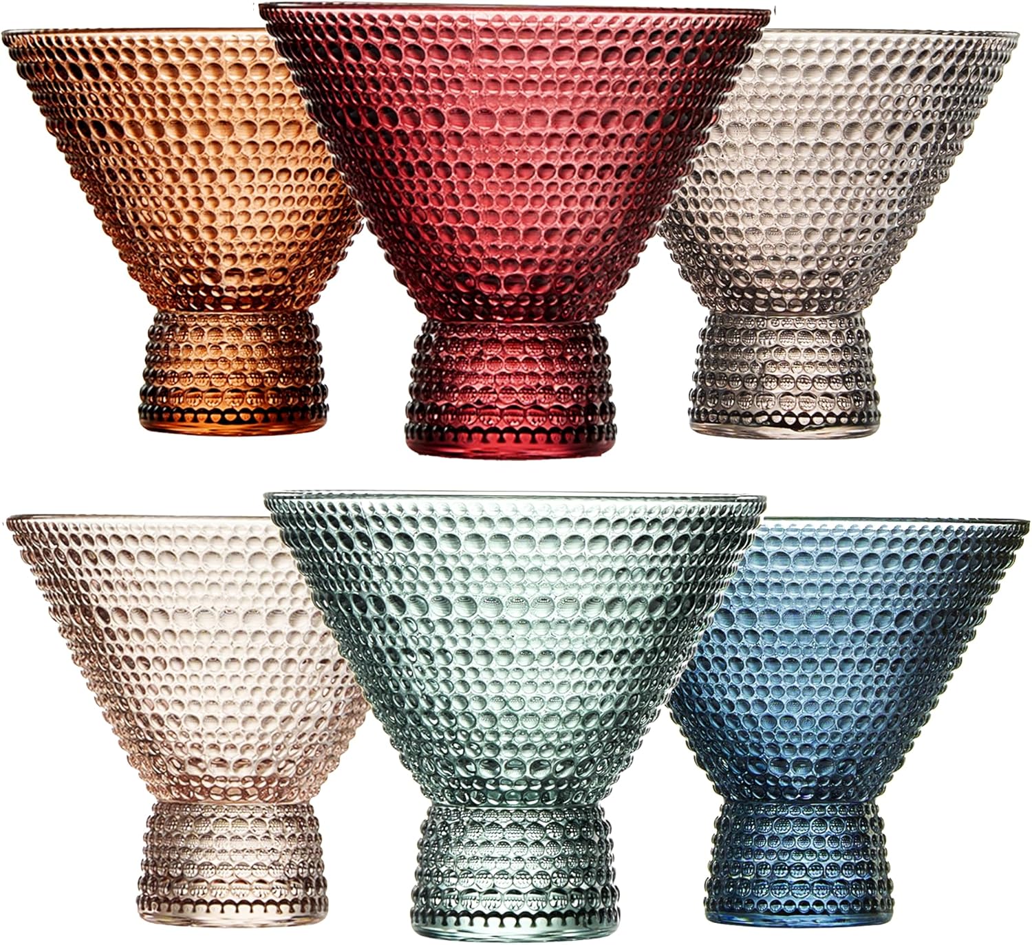 Hobnail Martini Cocktail Glasses Tonal, Set of 6