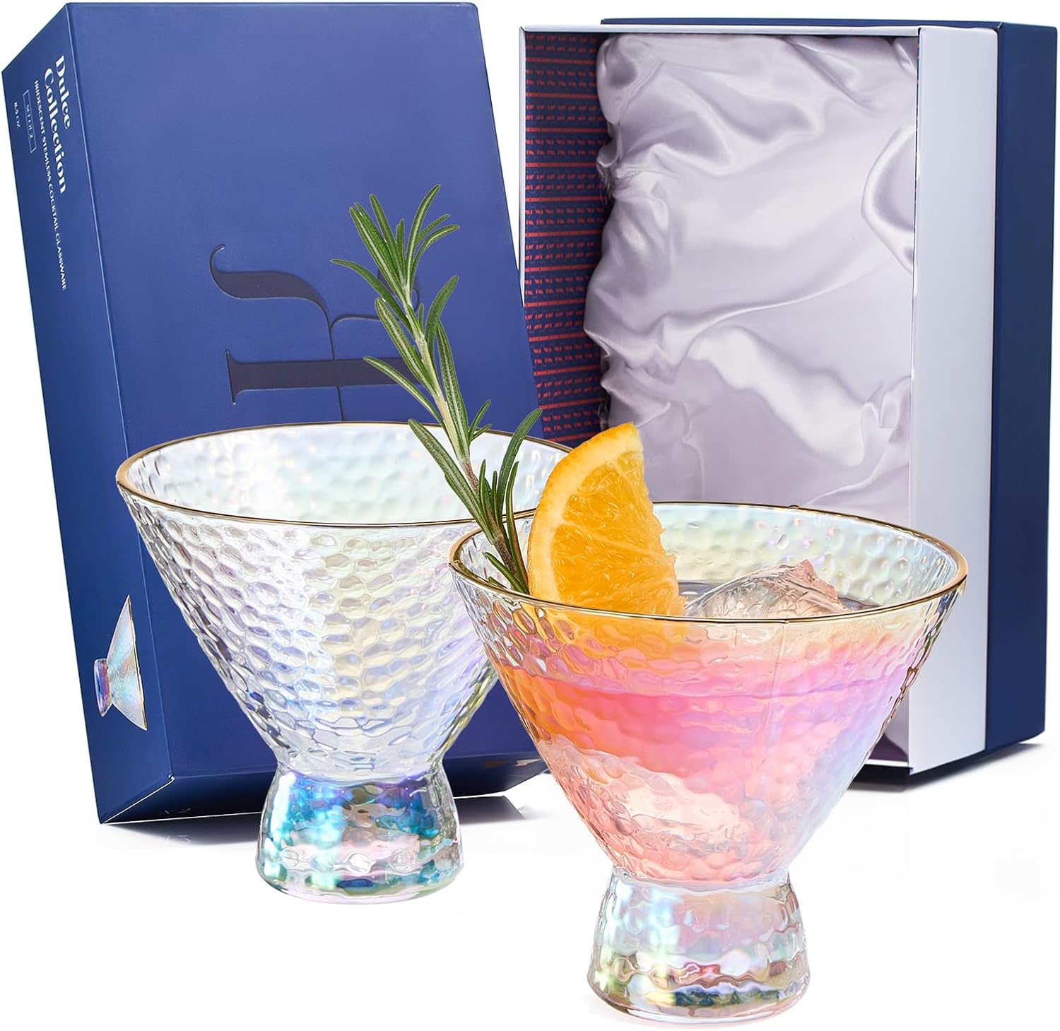 Dulce Martini Cocktail Glasses Iridescent, Set of 2
