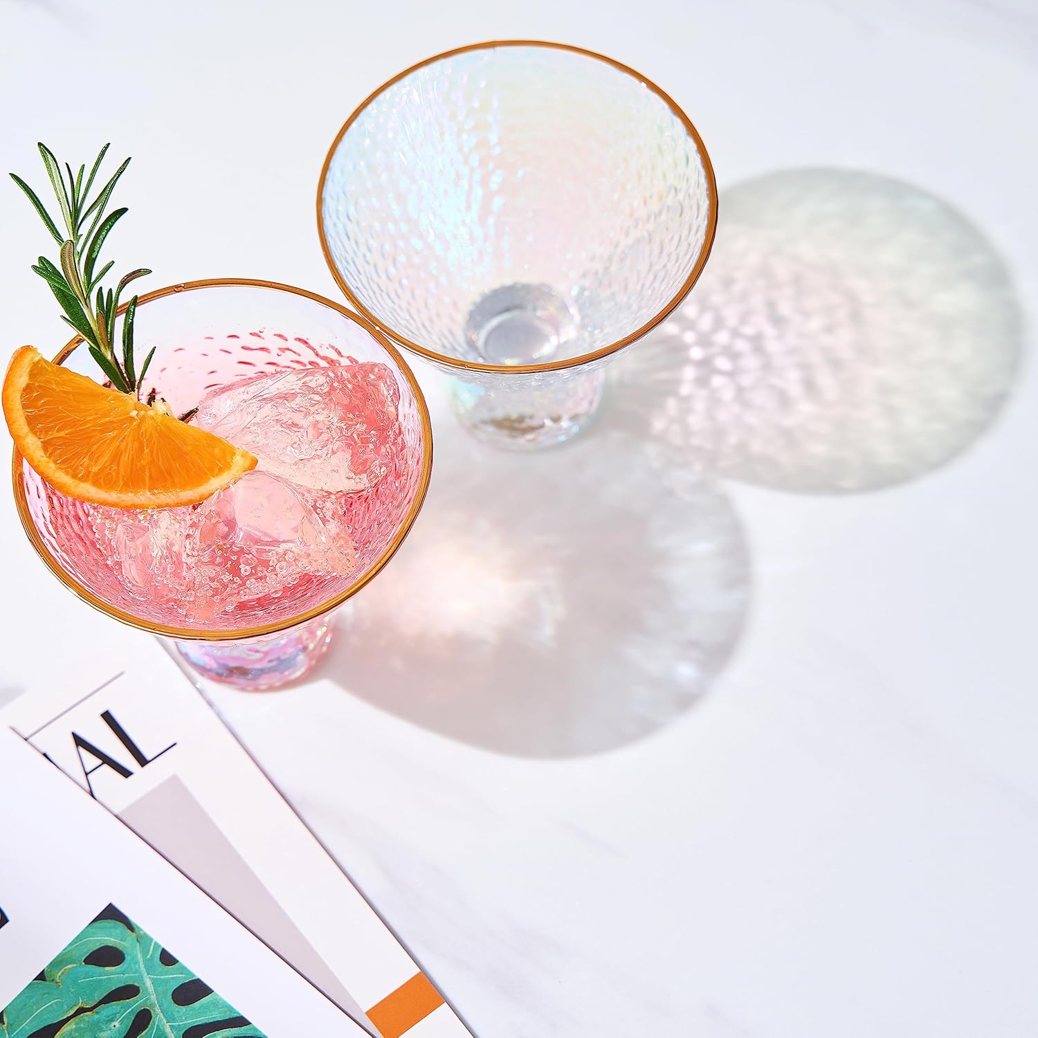 Dulce Martini Cocktail Glasses Iridescent, Set of 2