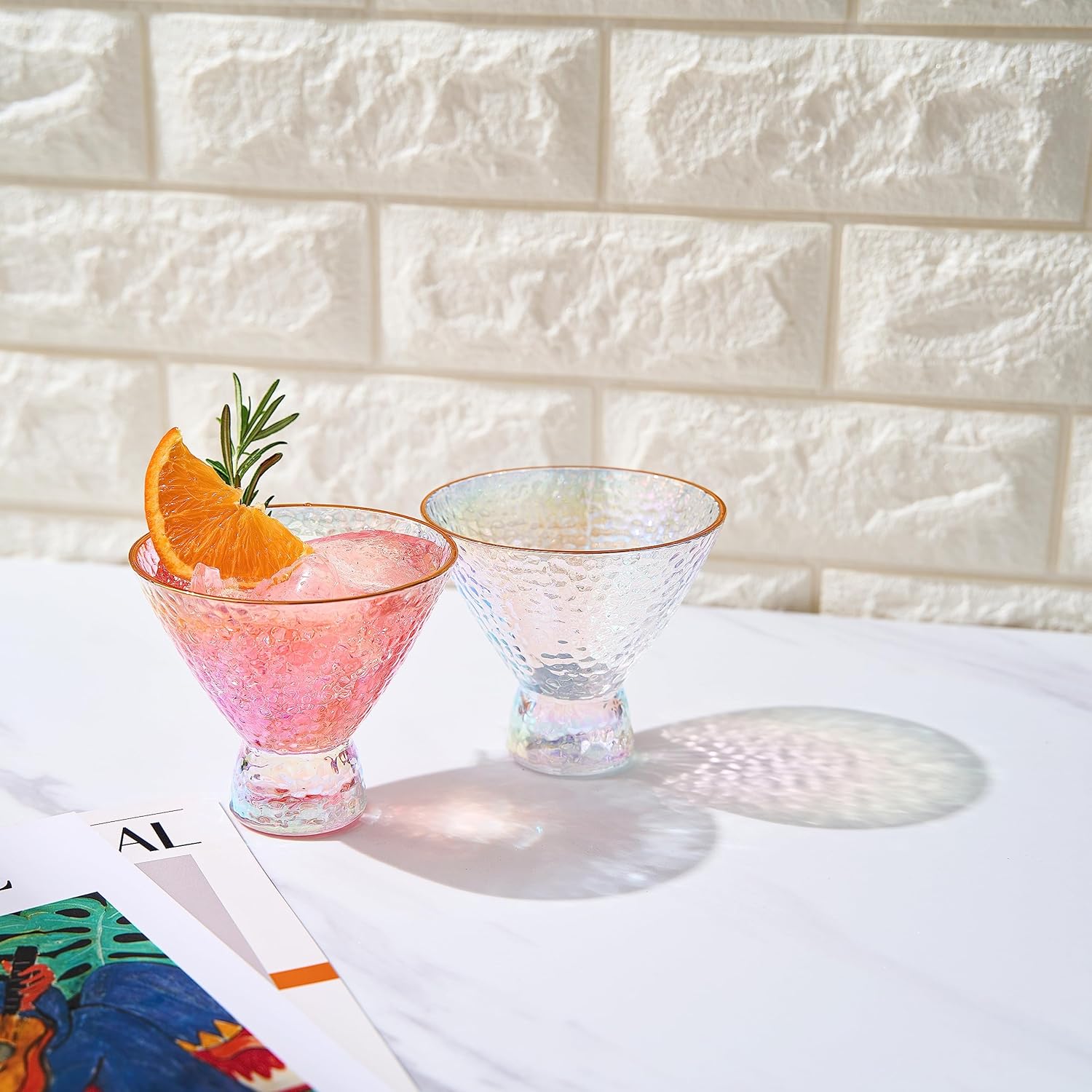 Dulce Martini Cocktail Glasses Iridescent, Set of 2