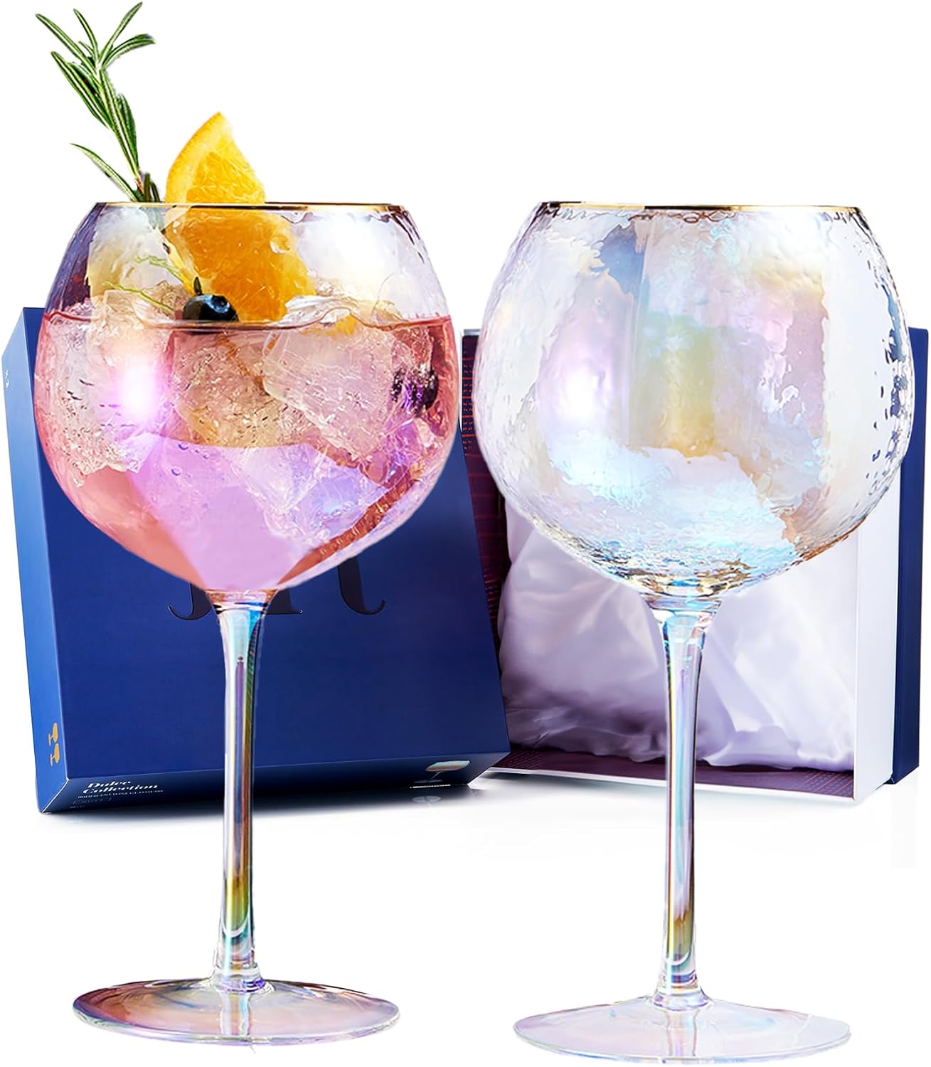 Dulce Stemmed Wine Glasses Iridescent, Set of 2