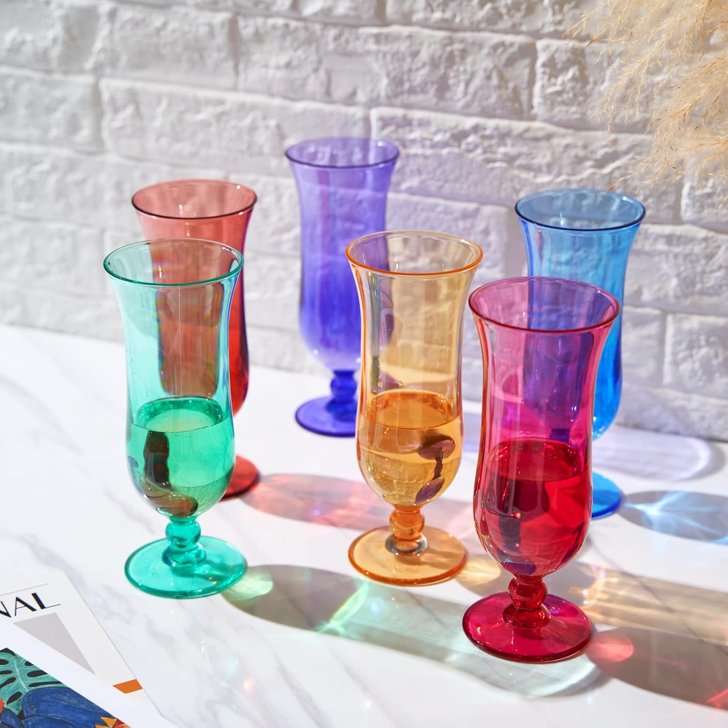 Madrid Acrylic Hurricane Cocktail Glasses Multicolor, Set of 6