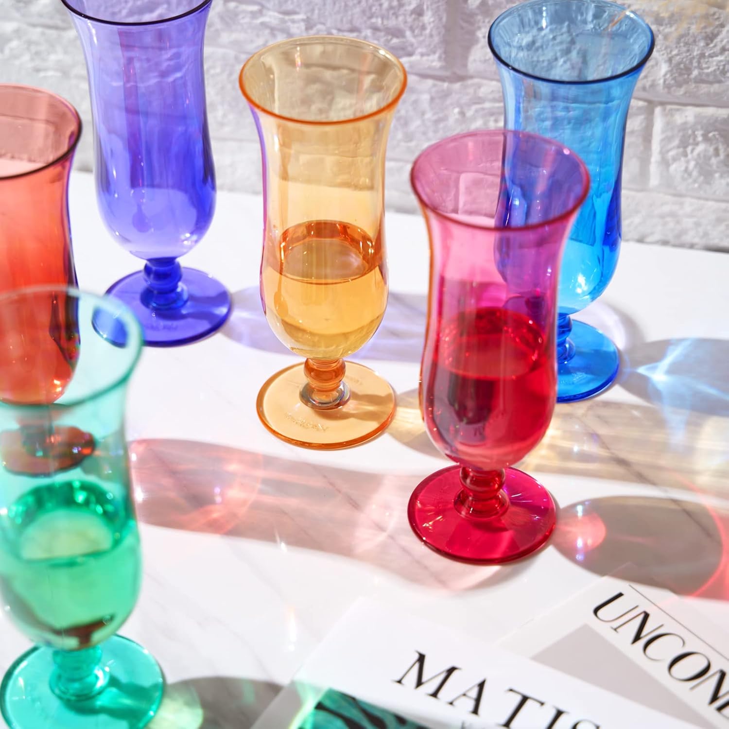 Madrid Acrylic Hurricane Cocktail Glasses Multicolor, Set of 6