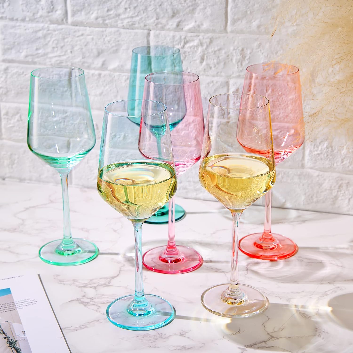 Colorata Stemmed Wine Glasses Spring, Set of 6