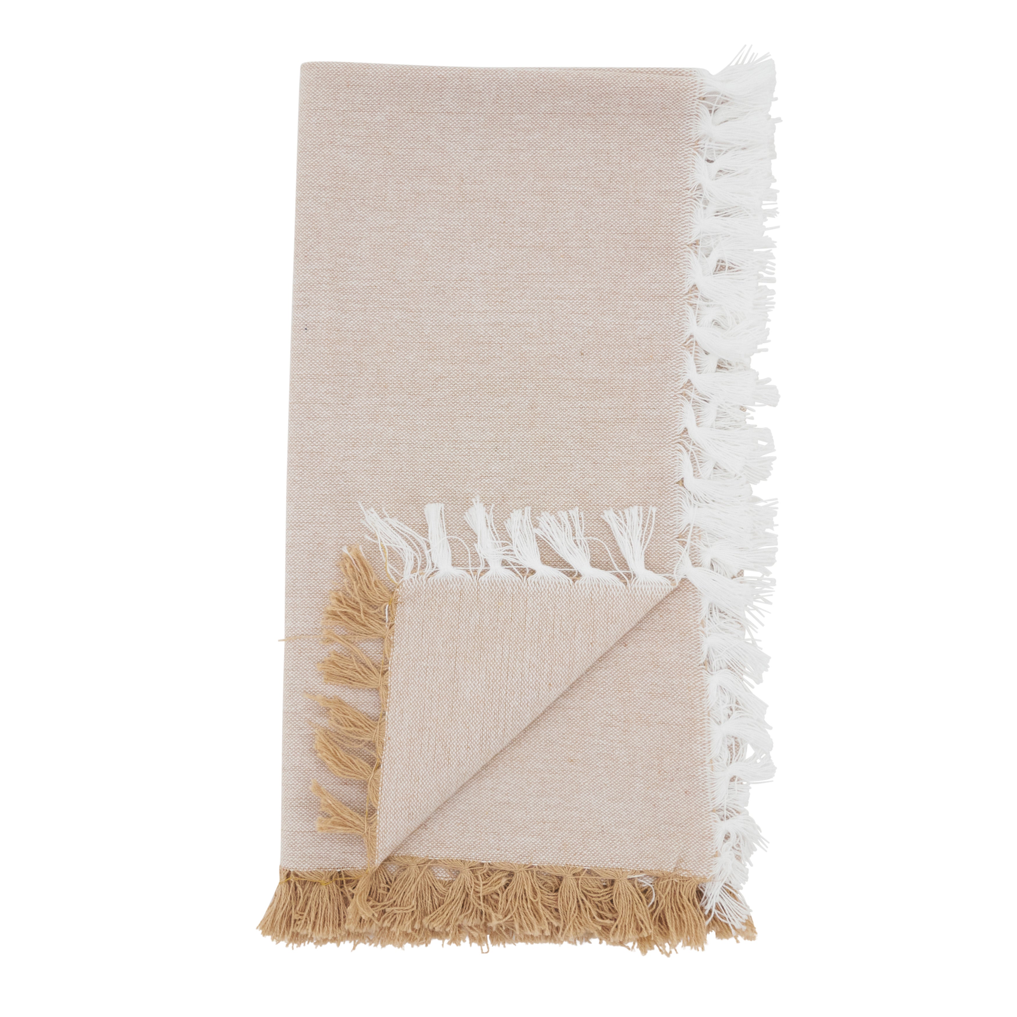Decorative Cotton Napkins with Fringe Edge Detail, Set of 4