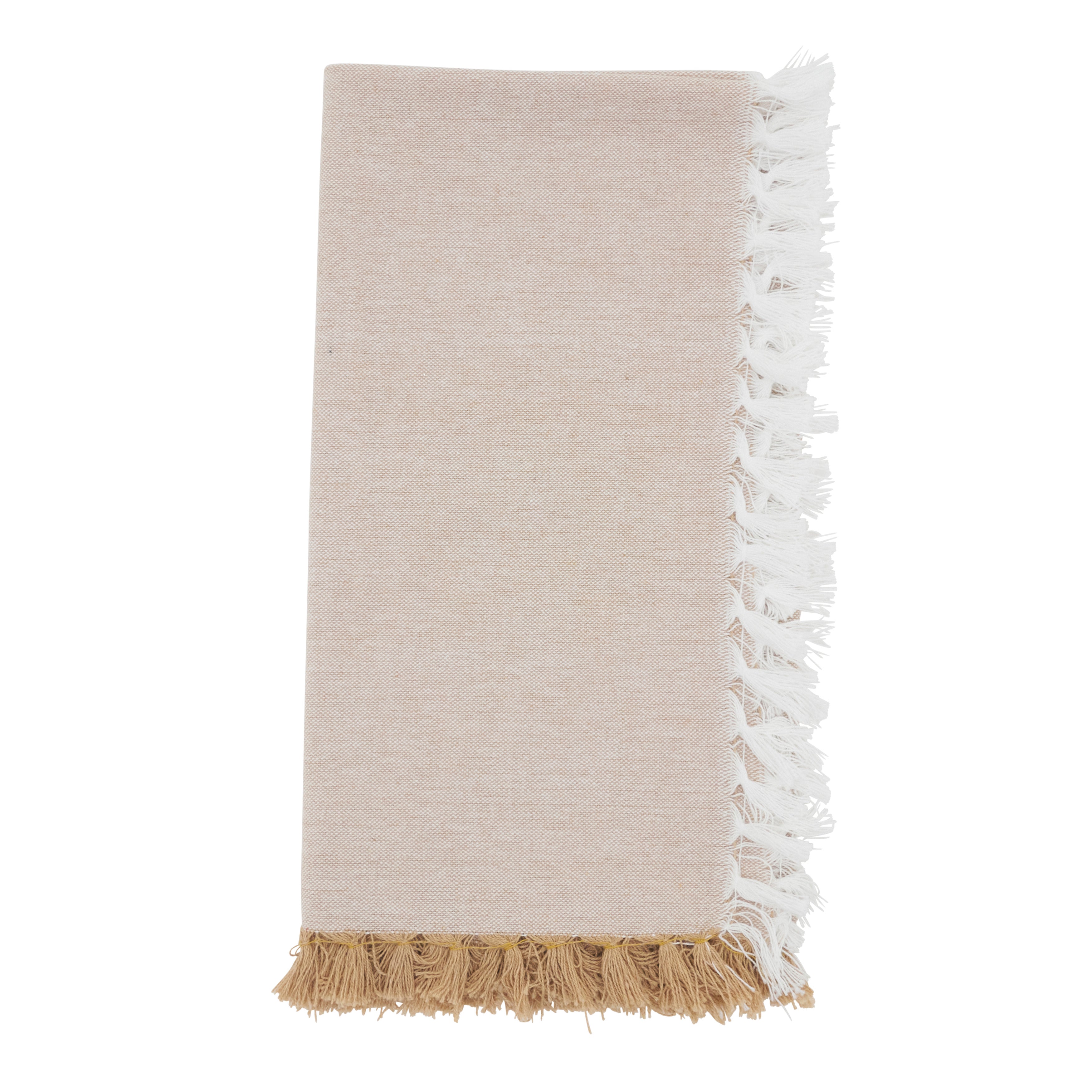 Decorative Cotton Napkins with Fringe Edge Detail, Set of 4