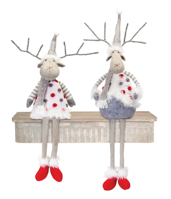 Plush-Holiday-Deer-Shelf-Sitter-with-Hat-and-Scarf-Accent-(Set-of-2)-Decor