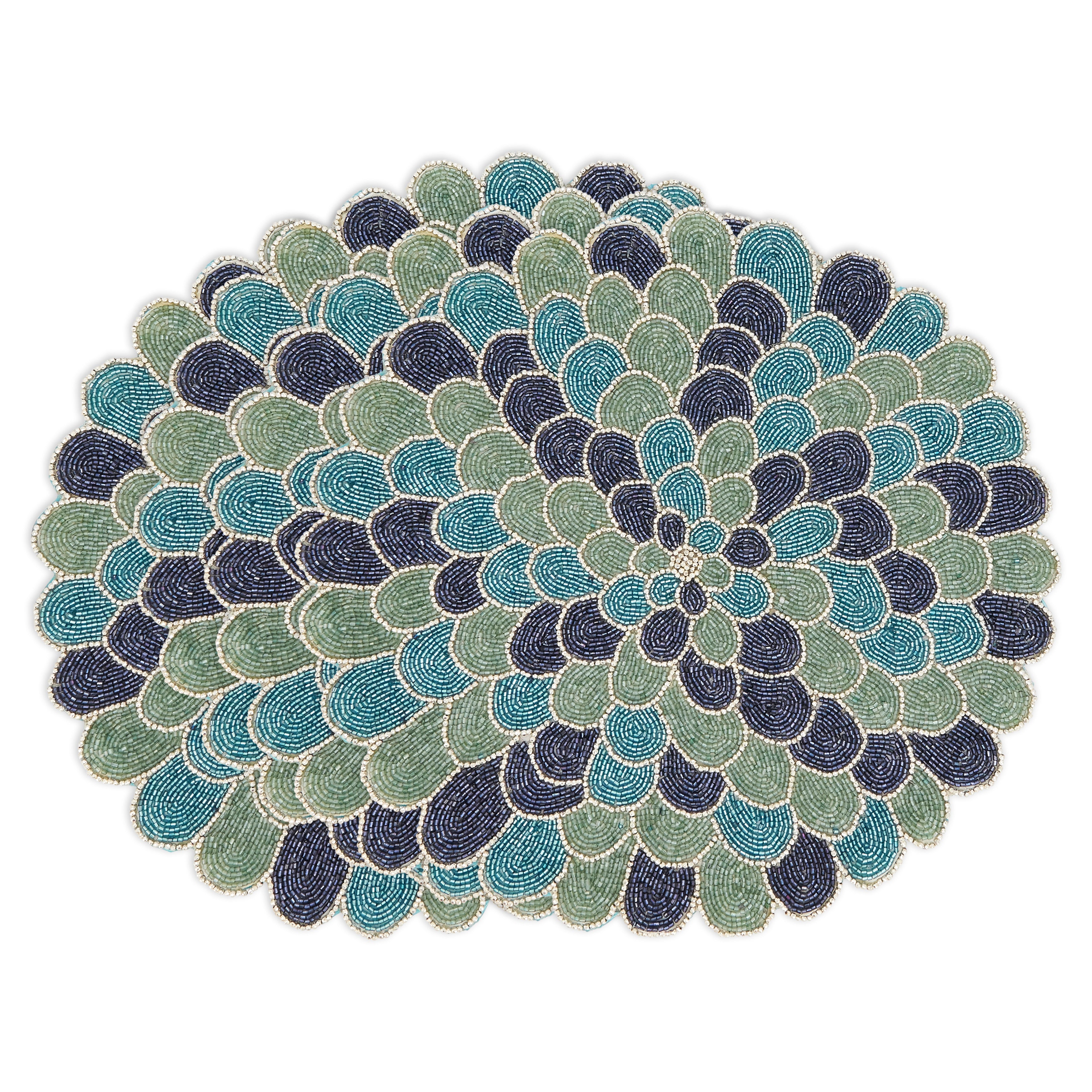 Peacock Glamour Beaded Placemat, Set of 4