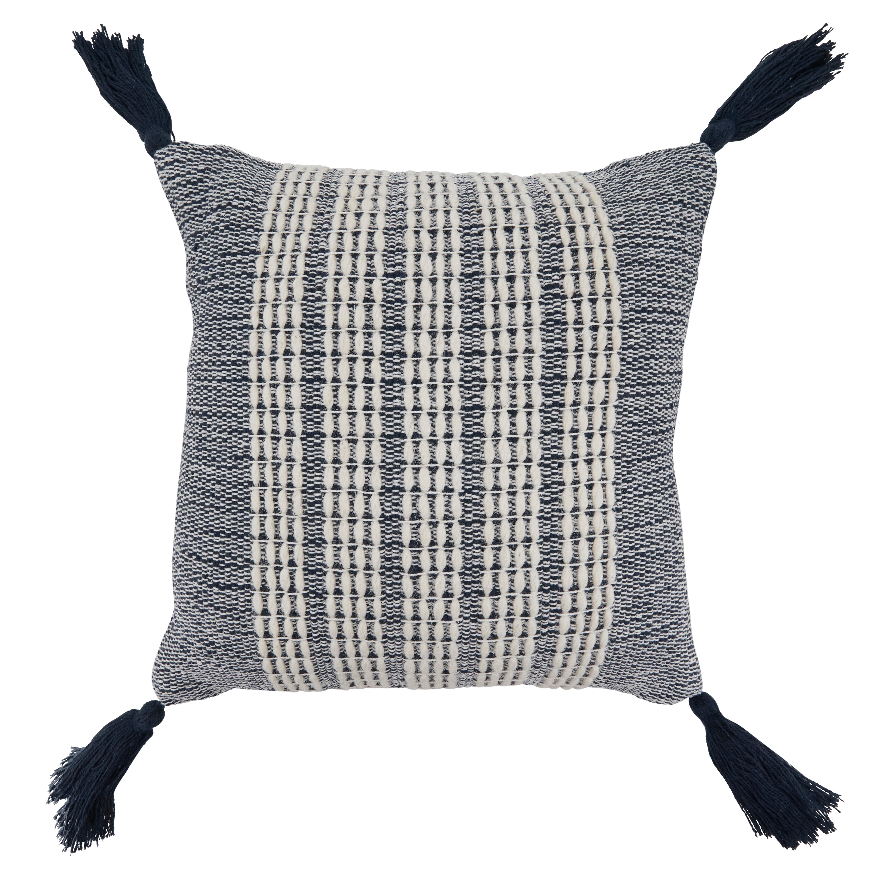 Woven Stripe Cotton-Wool Poly Filled Throw Pillow
