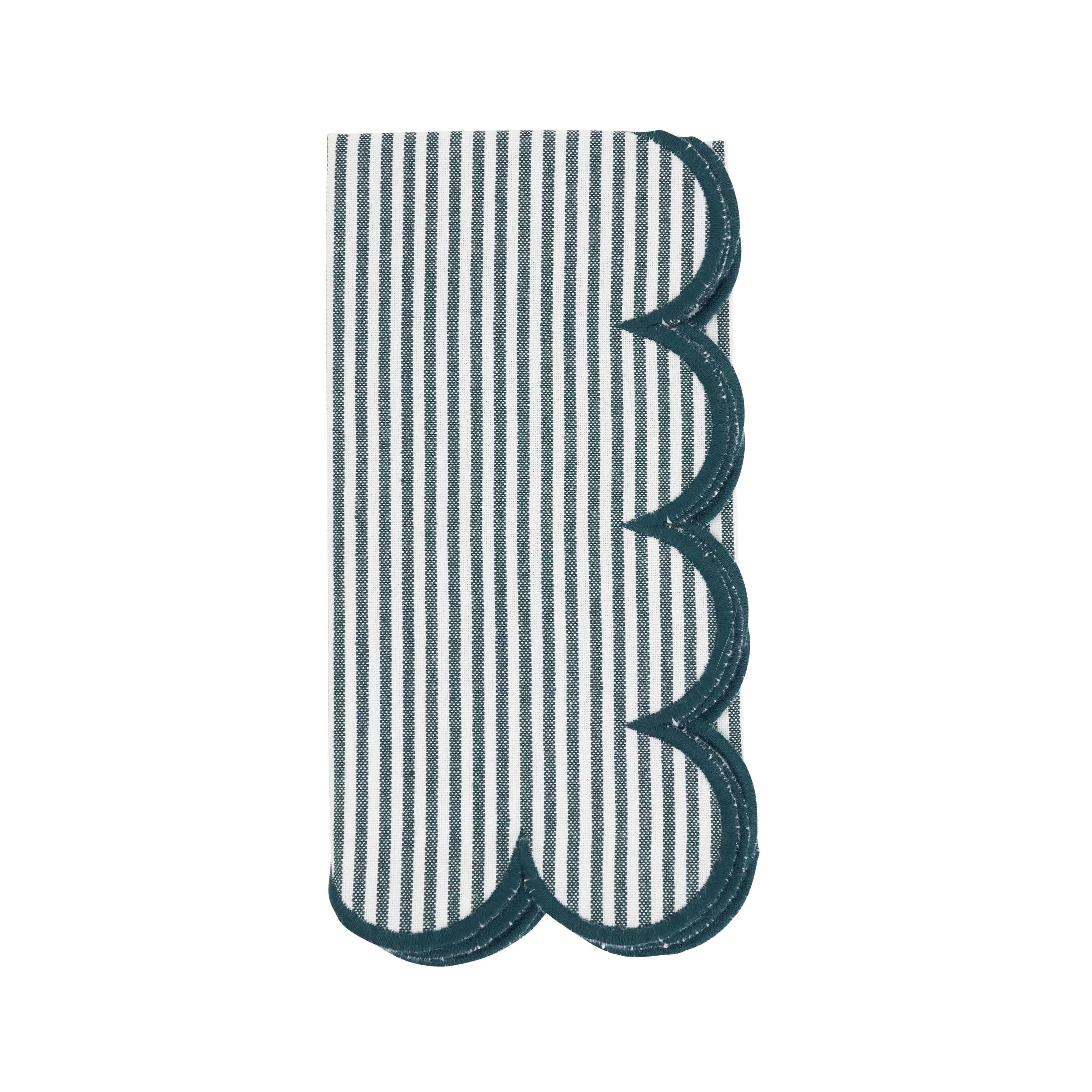 Striped Pattern Cotton Decorative Napkins with Finished Edge Detail, Set of 4