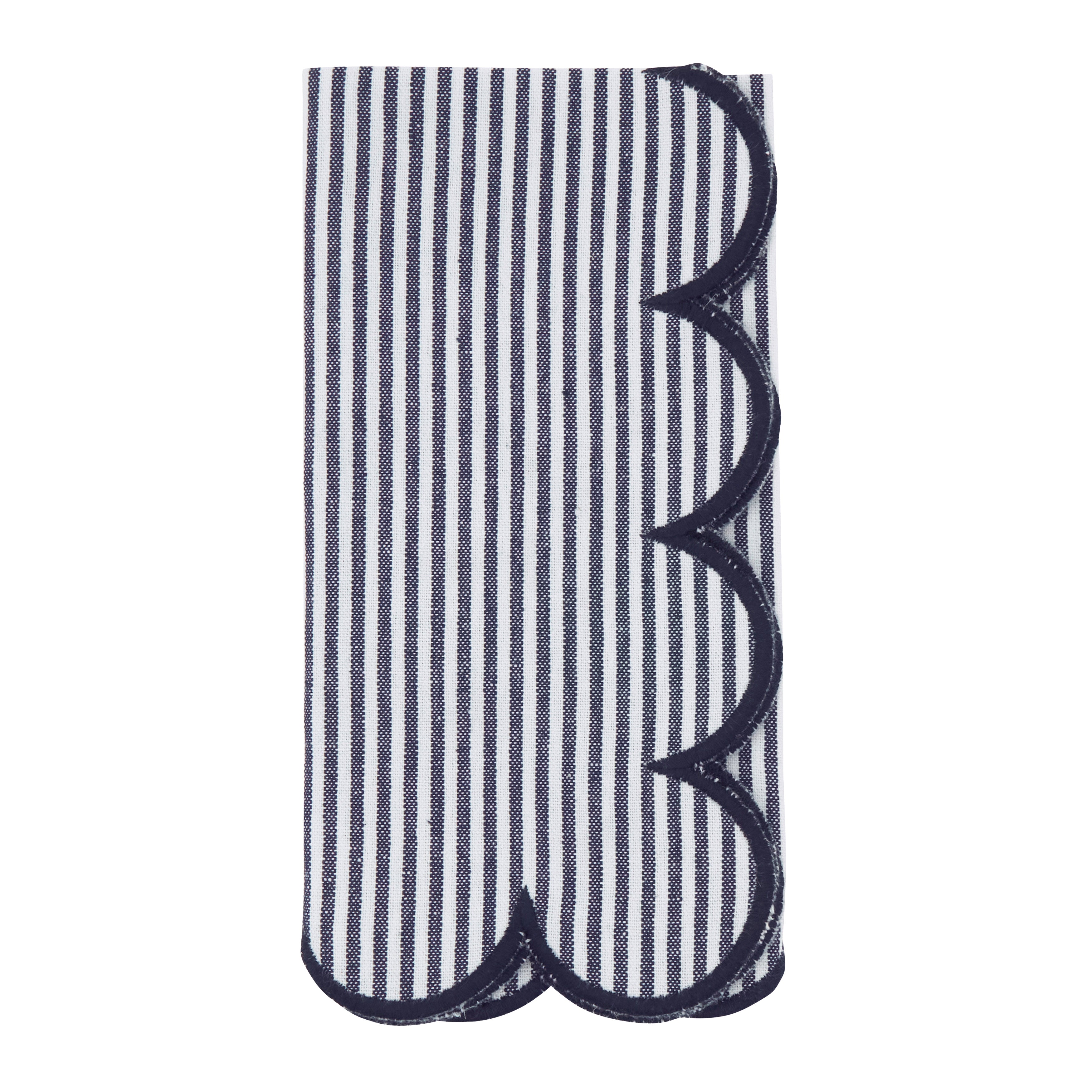 Striped Pattern Cotton Decorative Napkins with Finished Edge Detail, Set of 4