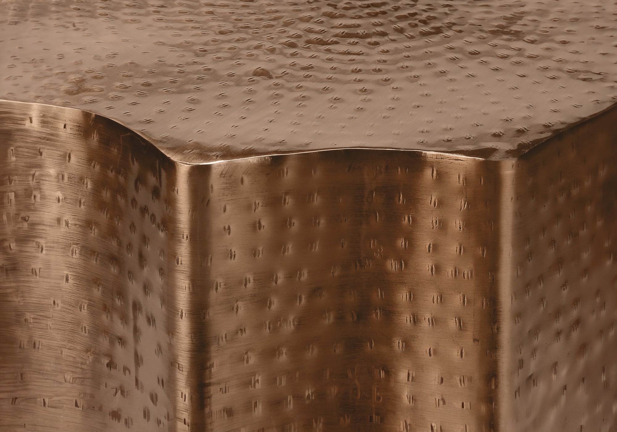 Artifact End Table with Scalloped Design and Hammered Texture