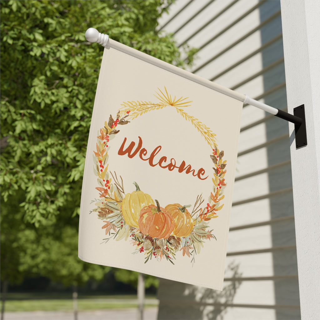 Welcome Harvest Wreath Garden & House Banner