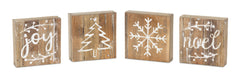 Rustic Wood Christmas Block Décor (Set of 8)